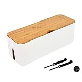 Caja Organizadora de Cables con Tapa de Bambú -...